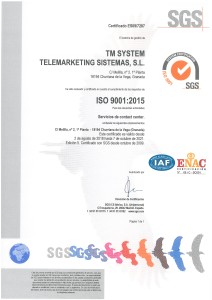 Certificado de calidad ISO 9001:/2015